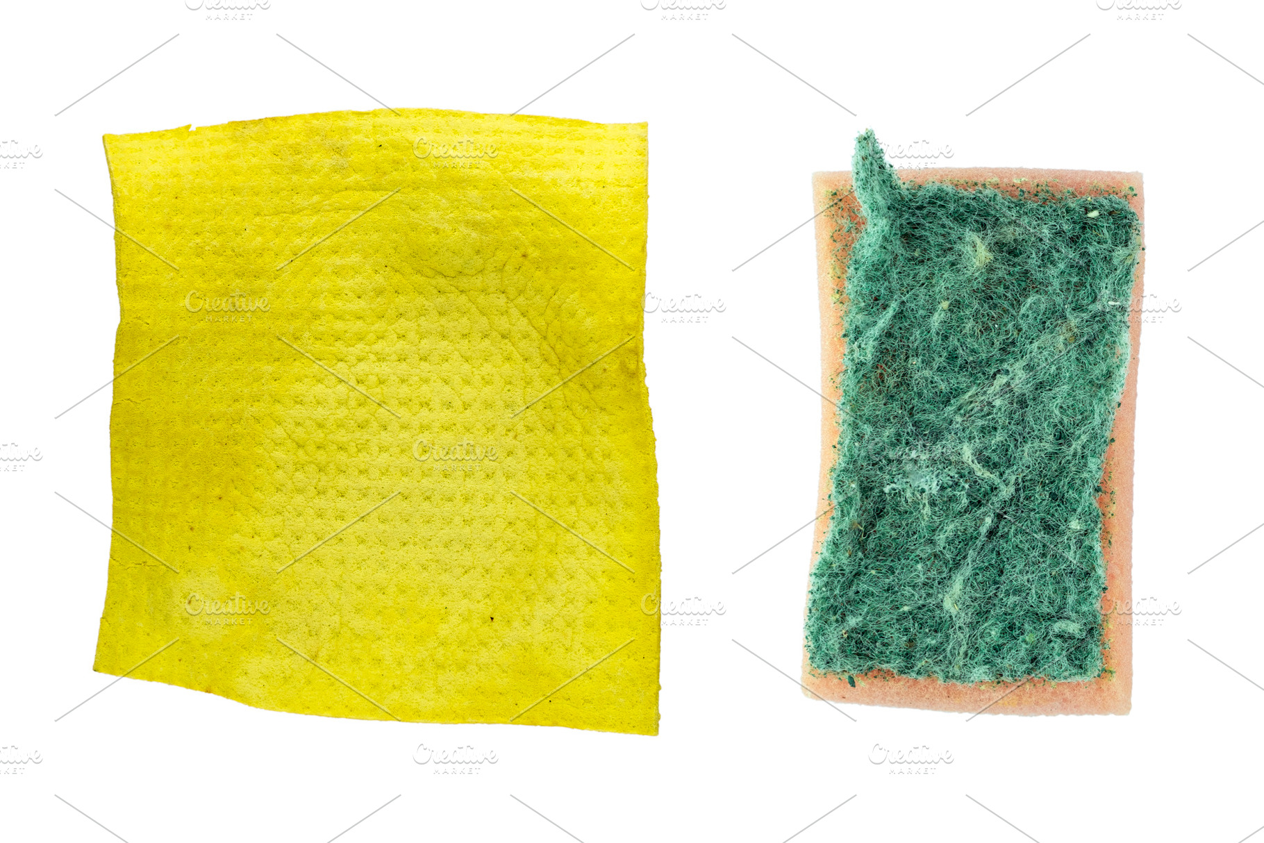 Used cleaning sponge and cloth, an Industrial Photo by BOOCYS