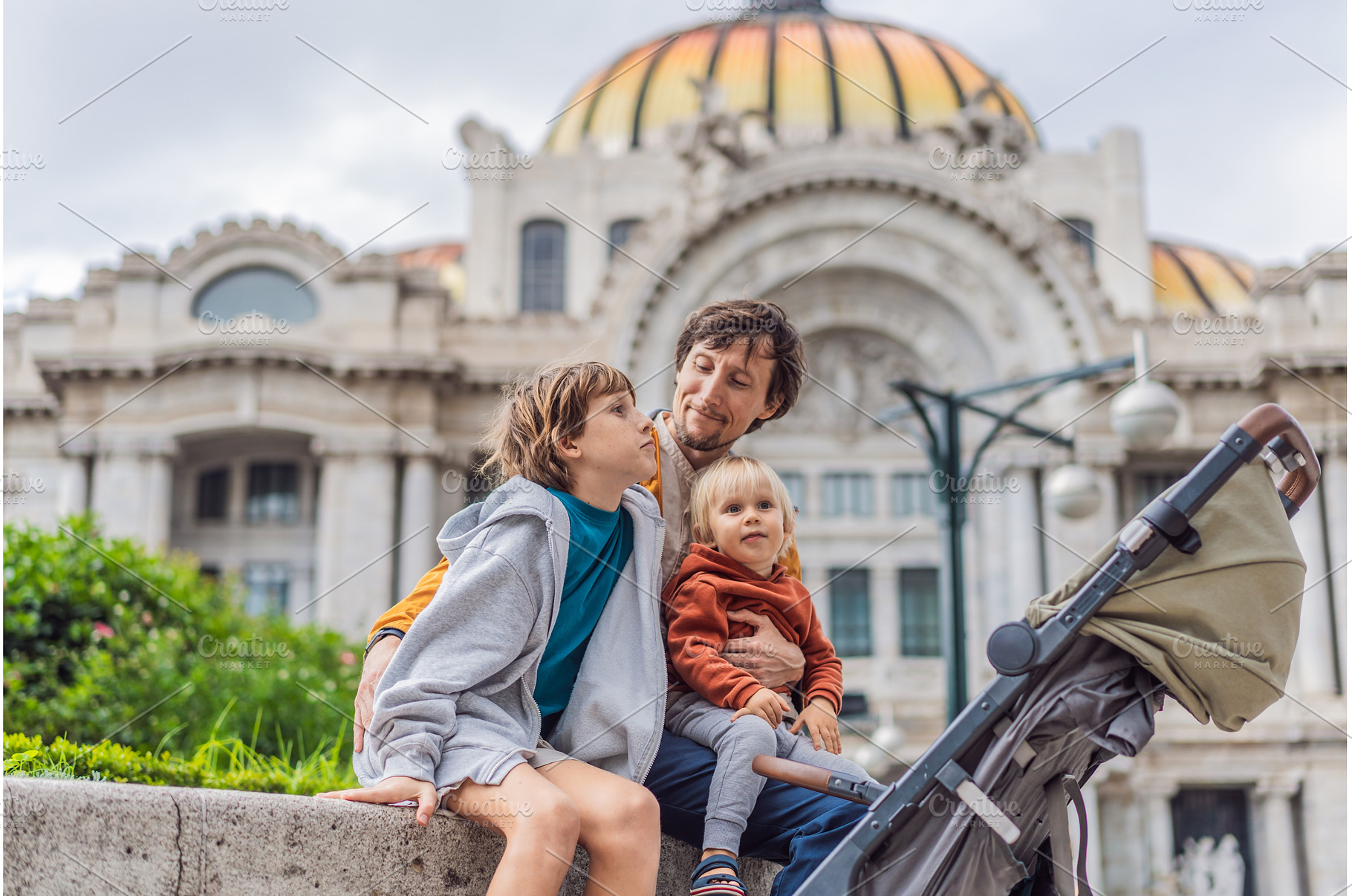 Father tourist with his two sons in, an Architecture Photo by Elizaveta Galitskaya