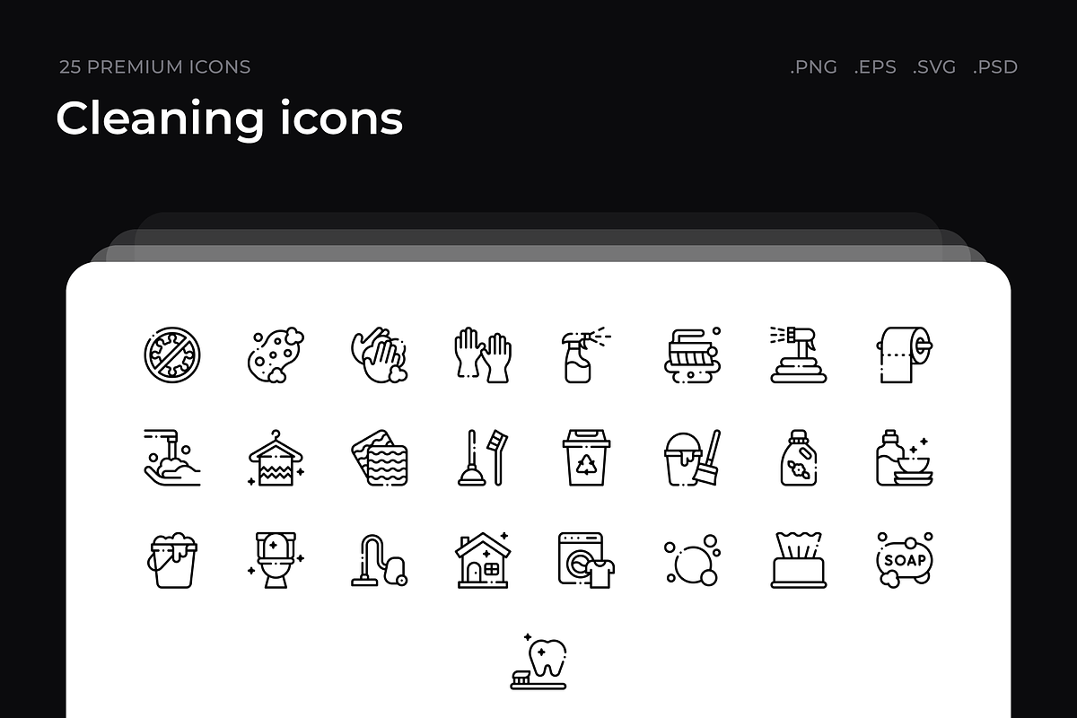 Cleaning icons, an Outline Icon by Wencory (Photo 1 of 2)
