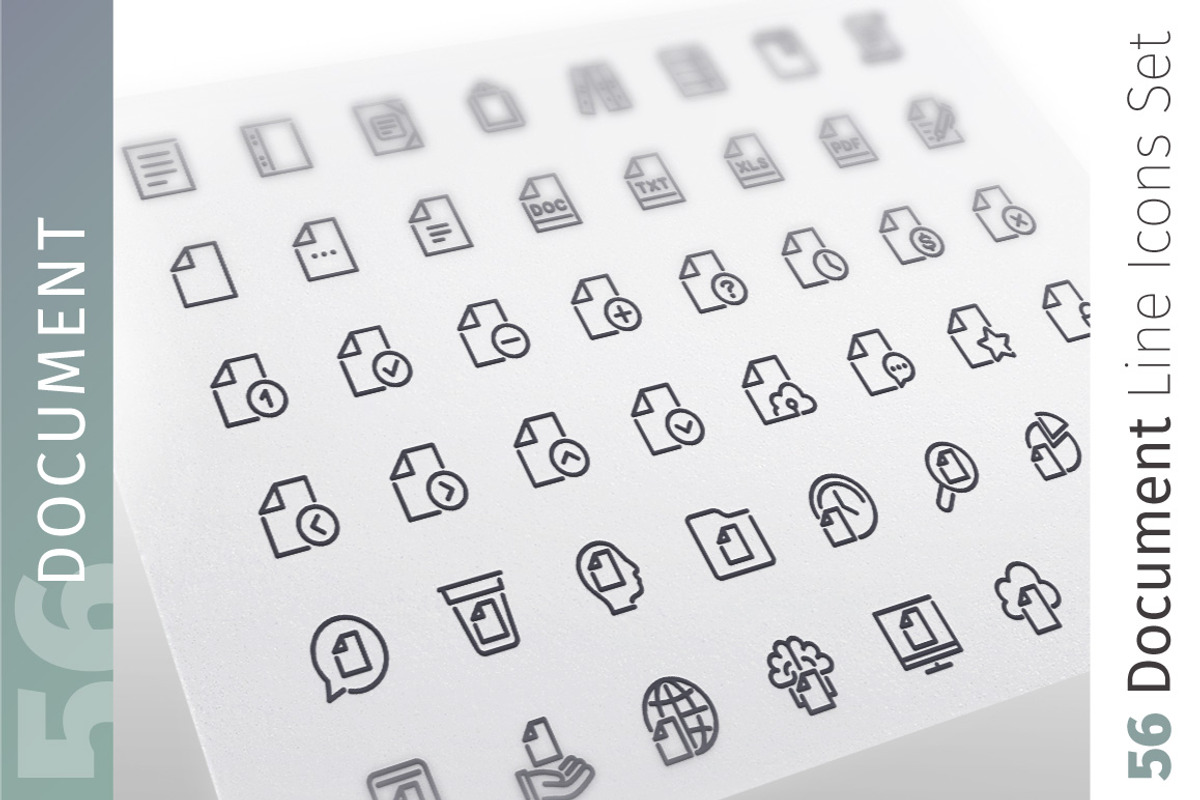 Document Line Icons Set, an Outline Icon by Voysla's Shop (Photo 1 of 4)
