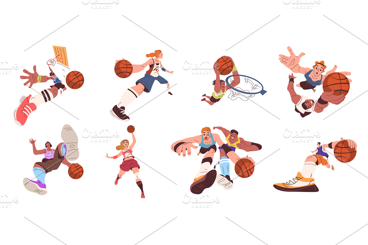 Basketball players jump. Athlete, a Sport Illustration by Stock-Smart-Start