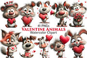 Valentine Animals Watercolor Clipart, an Illustration by Pixels.Craft (Thumbnail 1 of 5)