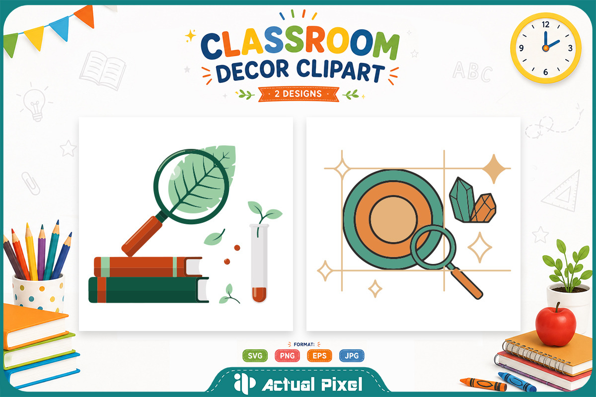 Classroom Decor Clipart Bundle, an Education Illustration by Actual Pixel (Photo 8 of 12)