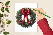 Christmas Wreath PNG Clipart Bundle, a Work Illustration by Craft Nest (Thumbnail 2 of 5)