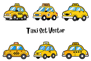 Taxi Set Vector, a Transportation Illustration by Awieee1