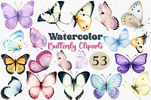 Watercolor Butterfly Clipart Set