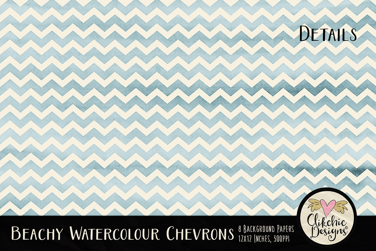 Beachy Watercolor Chevron Textures preview 3