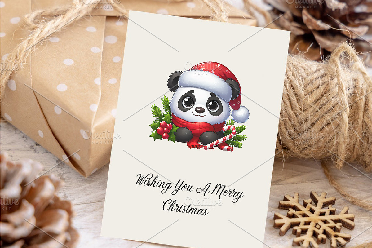 Christmas Panda. T-Shirt, PNG., an Animal Illustration by KENO Mascots (Photo 7 of 8)