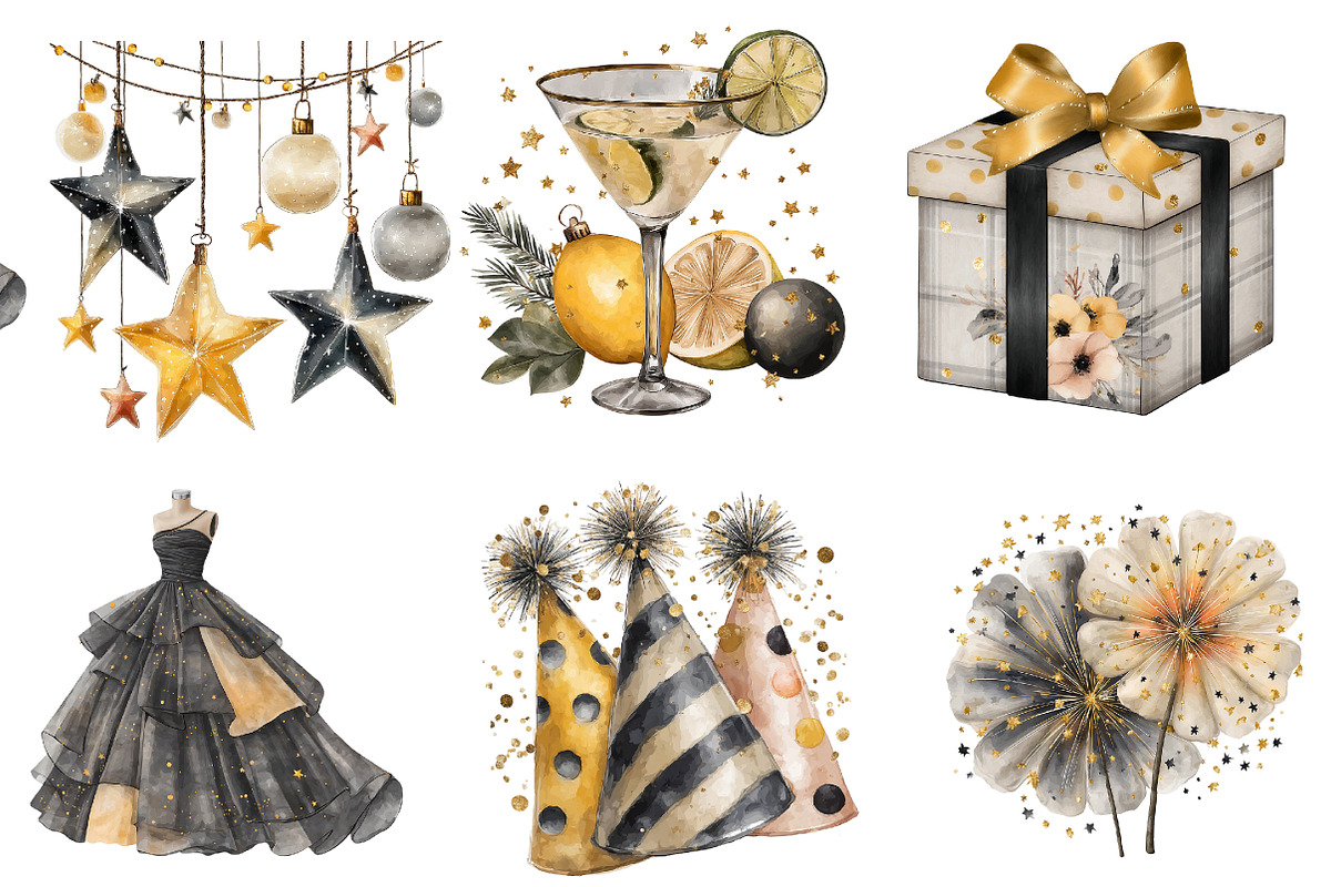 Watercolor New Year Clipart, an Illustration by Designworld (Photo 3 of 4)