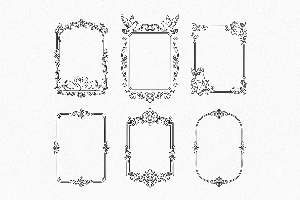 Vintage Frame Bundle, Baroque Border, a Decorative Illustration by Pretty Meerkat (Photo 5 of 7)