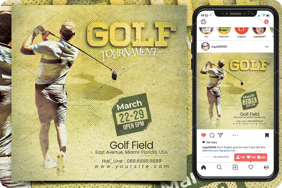 Golf Tournament Sport Event Flyer, a Flyer Template by regalDRAW (Photo 4 of 4)