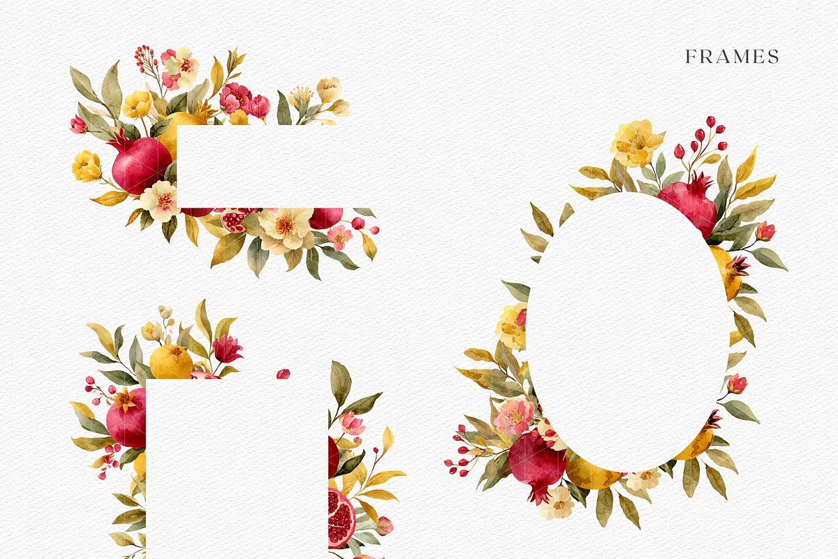 Watercolor Pomegranate Bouquet, a Decorative Illustration by ThaismotaCreativeCo (Photo 5 of 10)