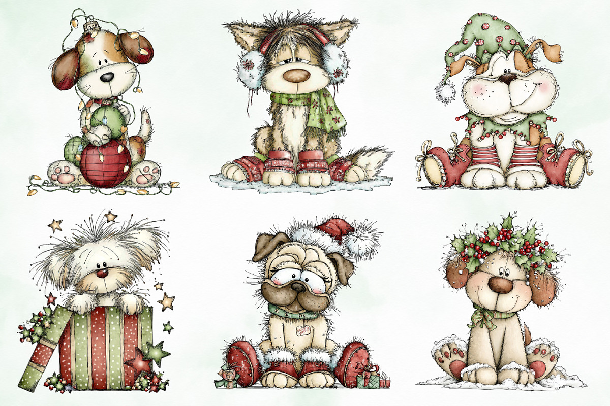 Whimsical Christmas Fluffy Dogs PNG, an Illustration by Creative Art (Photo 4 of 11)