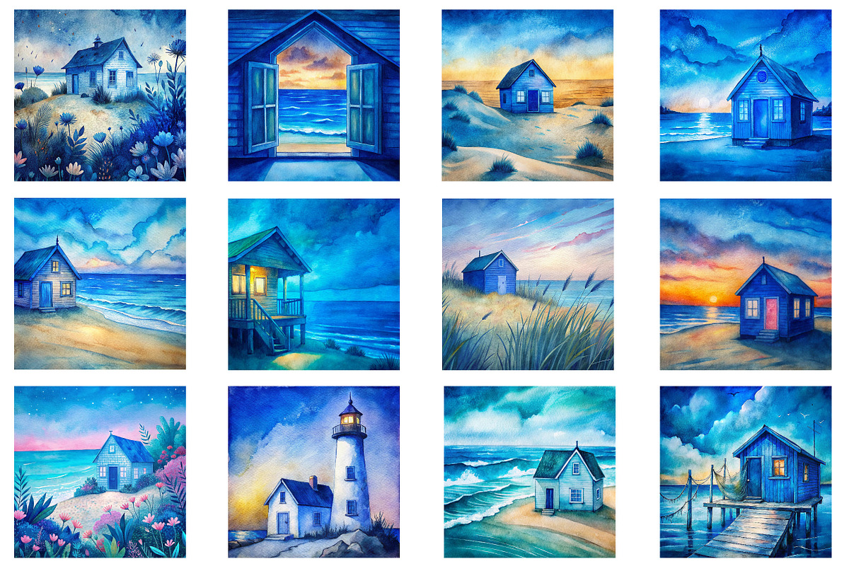 Watercolor Blue Beach  Digital, a Photo by Wow Magic (Photo 2 of 2)
