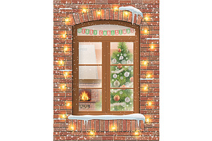 Christmas interior through window