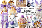 Watercolor Easter Clipart, an Illustration by DreamArtGraphic (Thumbnail 1 of 6)