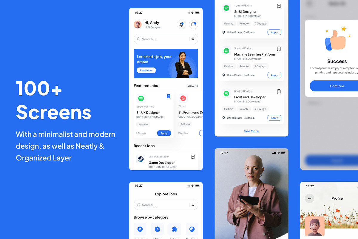 Fin Jobs - Jobs Finder App UI Kits, an UI Kit Template by Minialis (Photo 2 of 6)