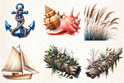 Watercolor Nautical Summer Clipart, a Graphic by Libby Wishes (Thumbnail 3 of 5)