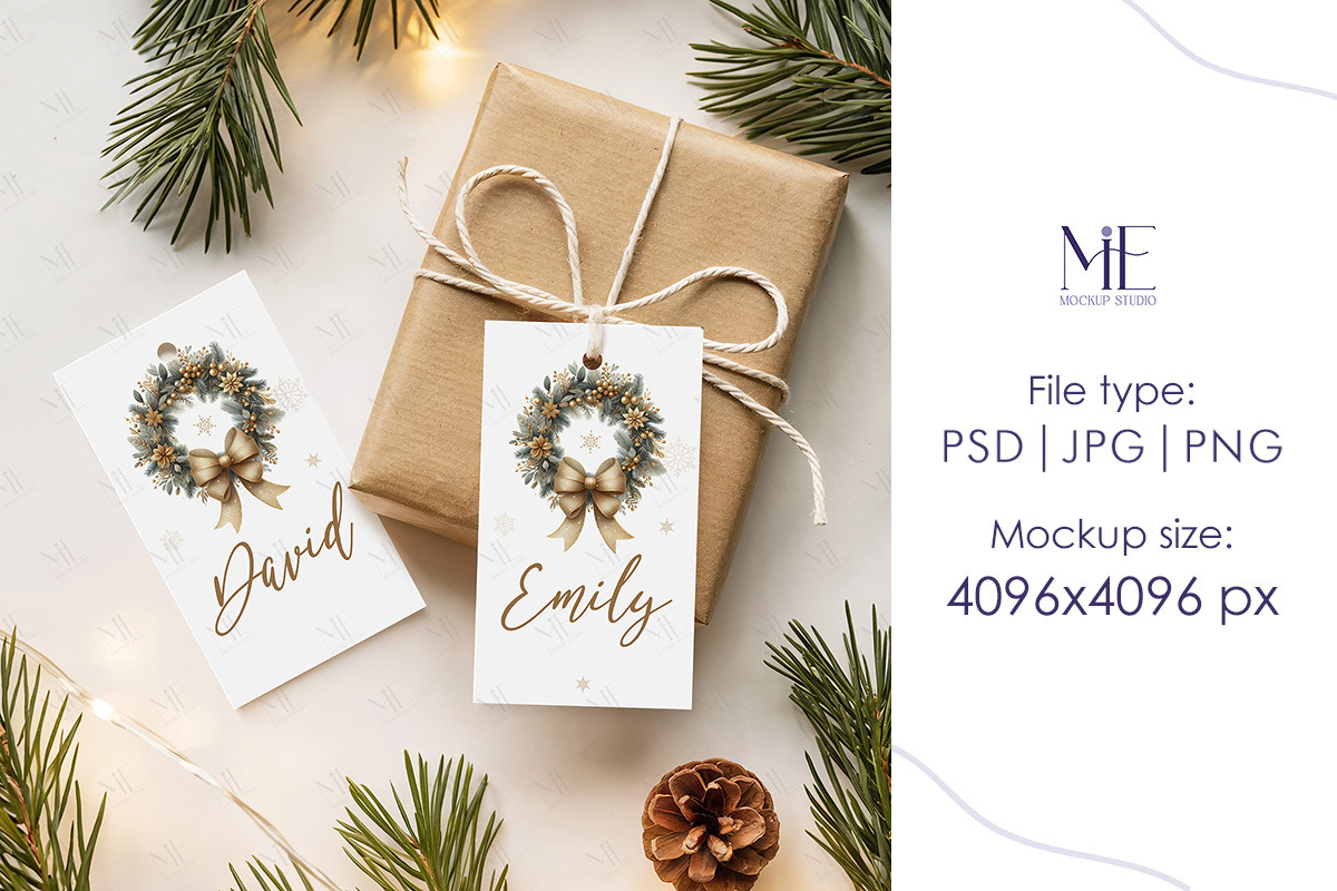 Elegant Holiday Gift Tag Mock up, a Mockup by Mie Mockup Studio (Photo 4 of 7)