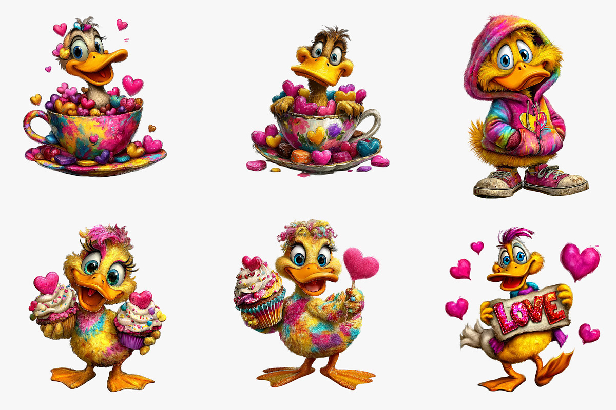 Valentines duck clipart, an Illustration by CreationArt (Photo 2 of 7)