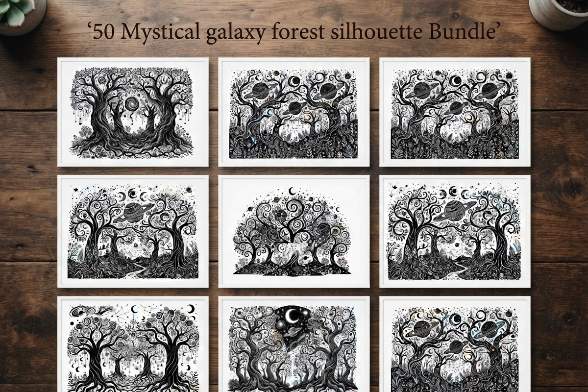 50 Mystical Galaxy Forest Silhouette, a Technology Illustration by Amazin_art (Photo 1 of 21)