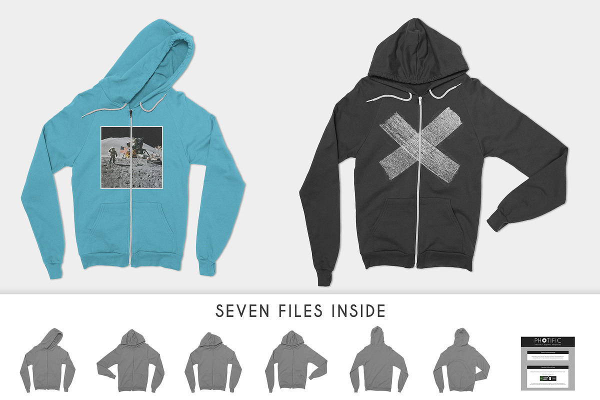 Zip-Up Hoodie Sweatshirt Mockups, a Hoody Mockup by Photific (Photo 3 of 5)