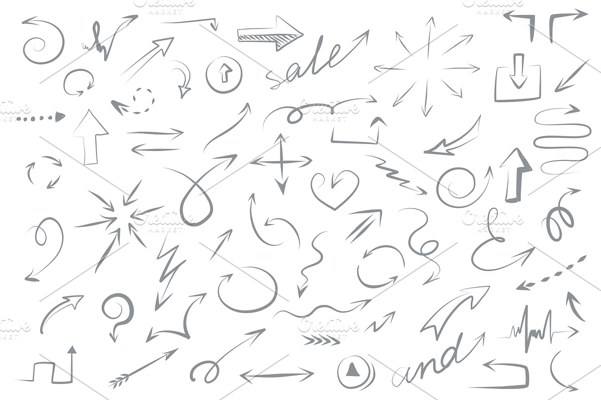 Set of arrows icons silhouettes, an Object Graphic by RODINA