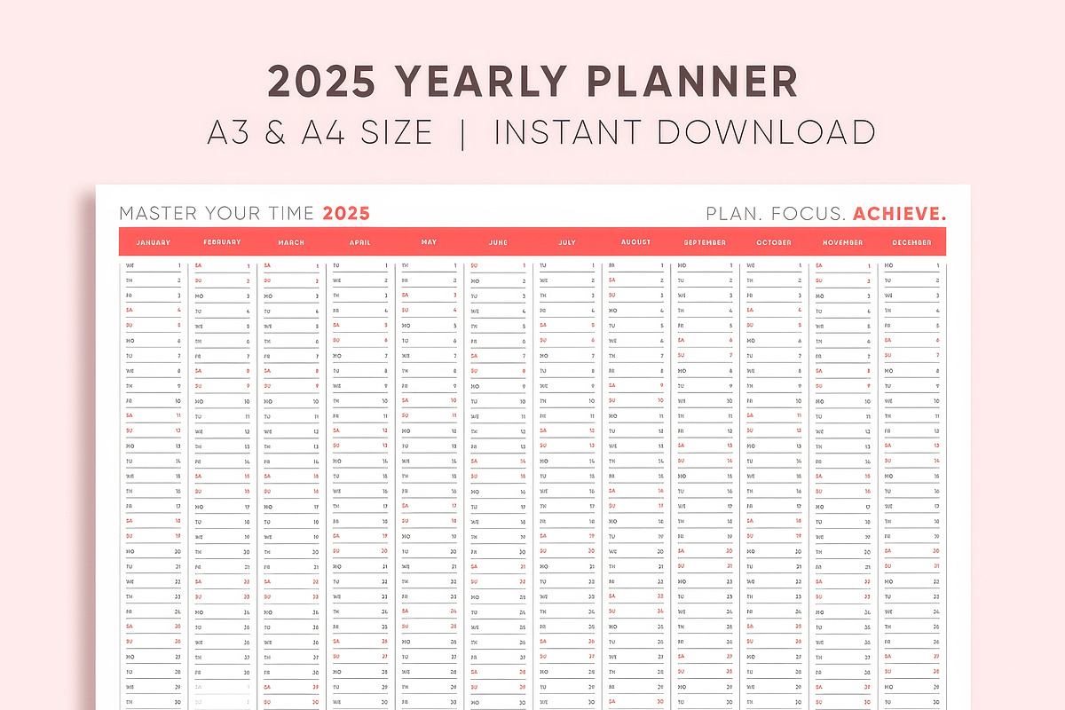 2025 Calendar Planner A4 A3 Formats, a Stationery Template by Takoyaki Shop (Photo 1 of 4)