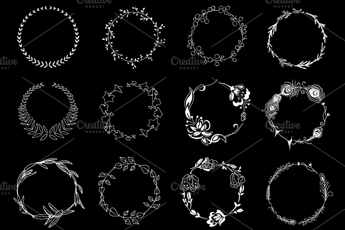Hand Drawn Wreaths Flowers Vectors, an Illustration by becky nimoy (Photo 3 of 5)