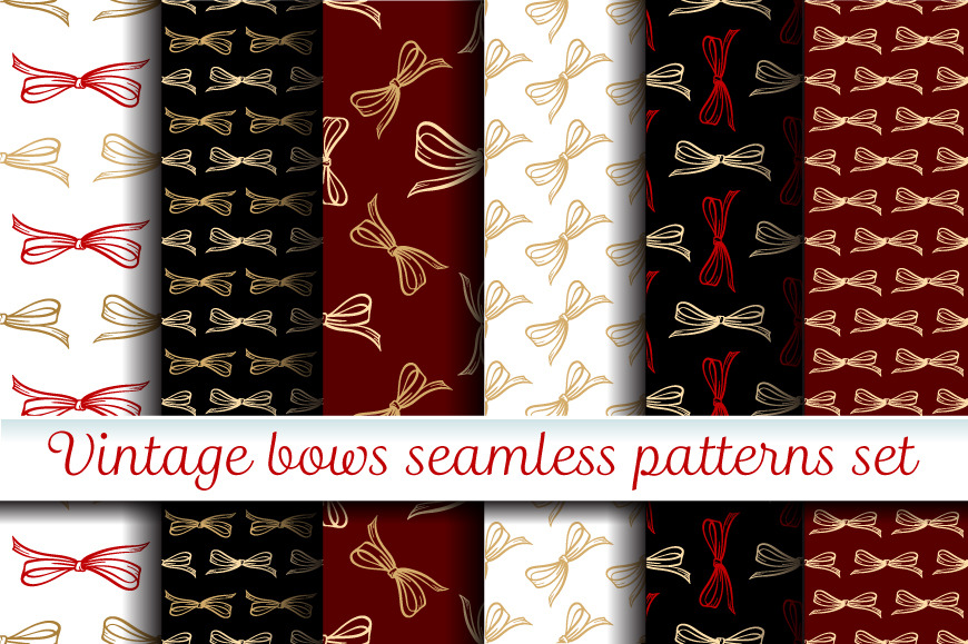 Vintage bows seamless patterns set, a Pattern Graphic by Graphic Magic