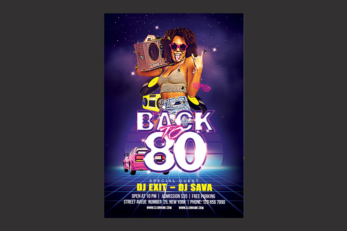80’s 90’s Party Flyer, a Flyer Template by DSGraphicDesign