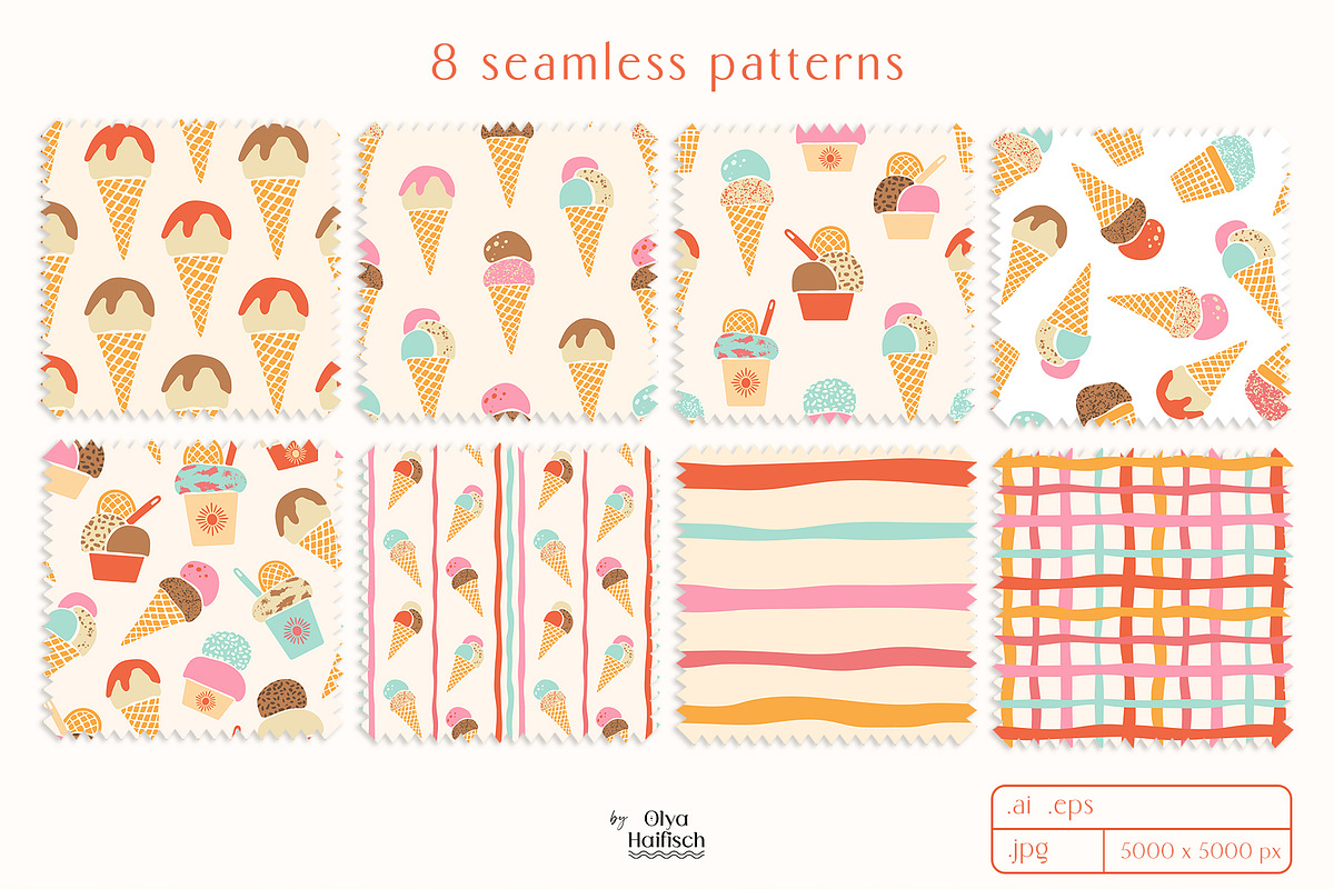 Ice Cream Season Vector Set, a Food Illustration by Olya Haifisch (Photo 5 of 8)