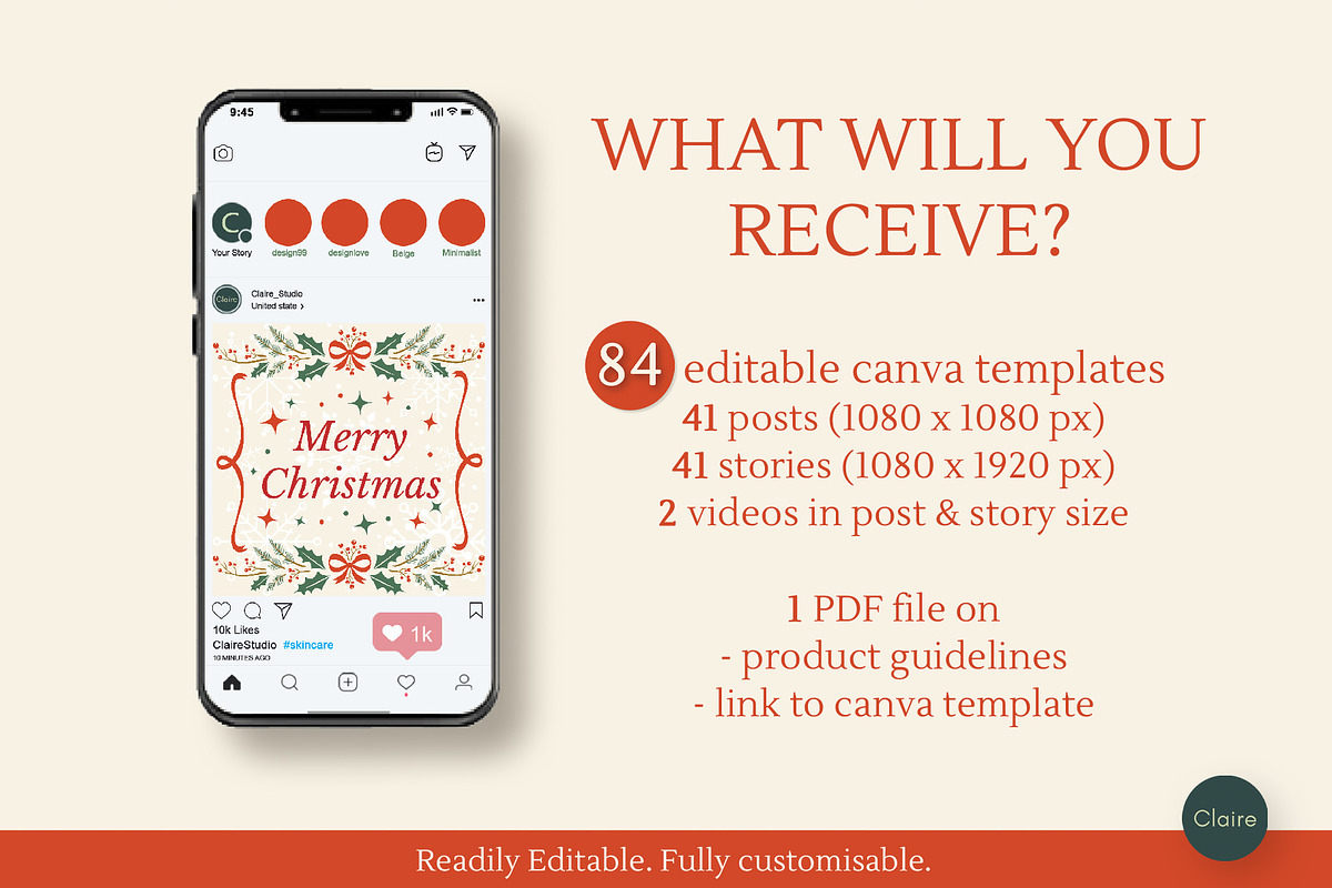 84 Christmas Instagram Creator Kit, a Social Media Template by Clairee Design Studio (Photo 3 of 7)