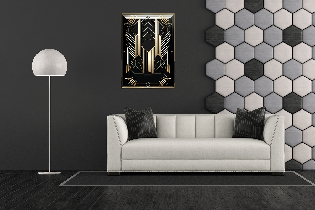 Gold Black Art Deco Wall Art Posters, an Illustration by VectorPanther (Photo 7 of 8)