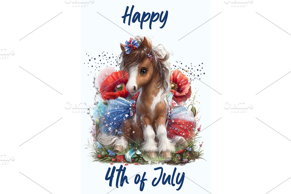4th of July Horse Art Illustration, an Animal Illustration by Art Paradise Studios