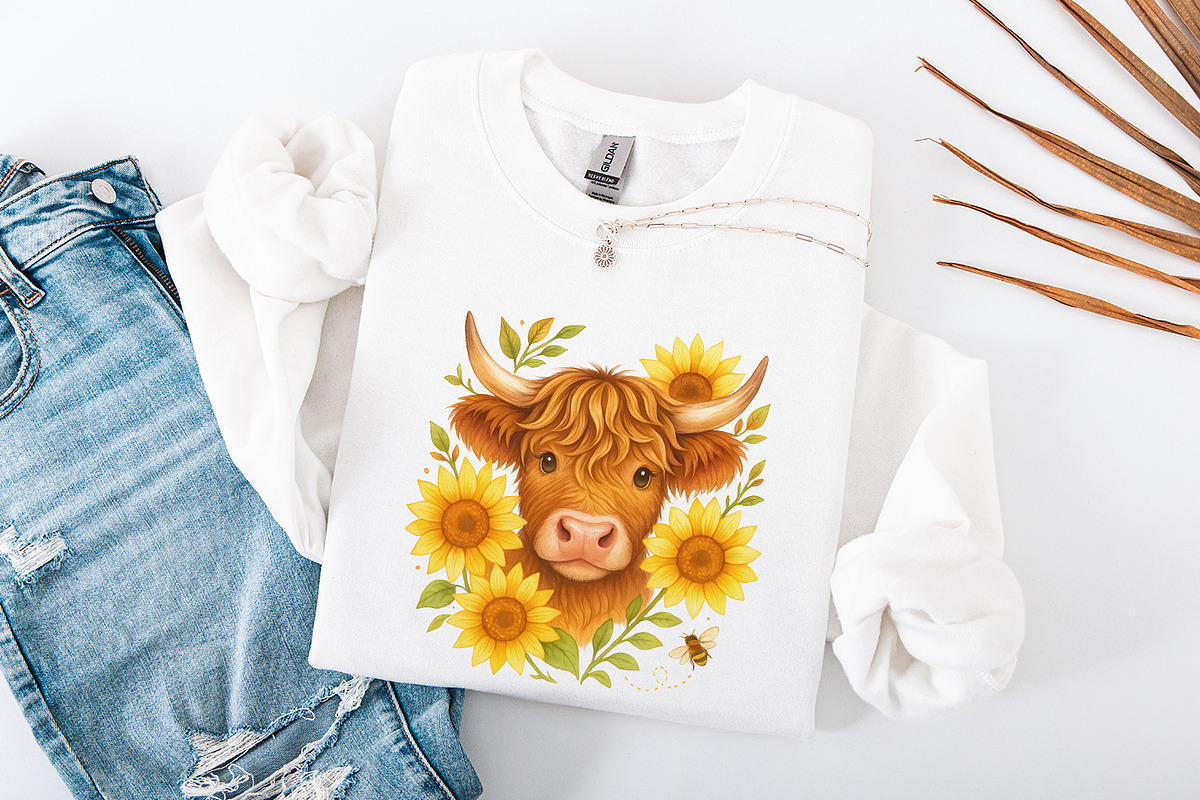Highland Cow With Sunflowers PNG, an Illustration by SharpMarketplace (Photo 4 of 9)