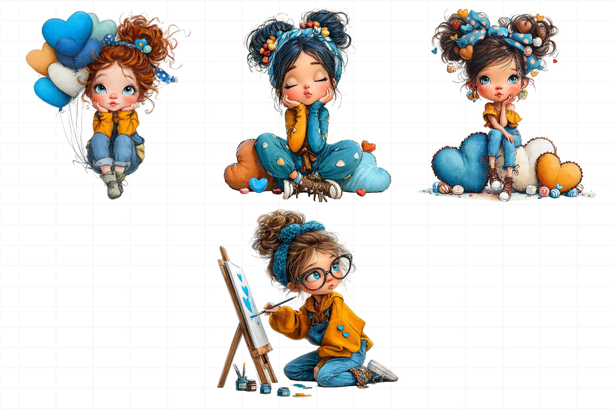 Valentine Cute Girl Clipart Bundle, an Illustration by Daily.Designs (Photo 5 of 7)