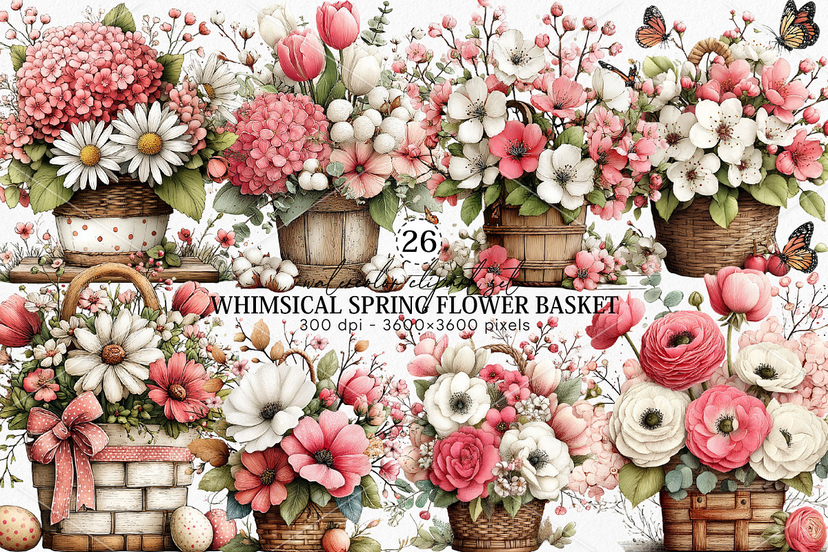 Whimsical Spring Flower Basket, an Illustration by Canvas Craft (Photo 1 of 7)