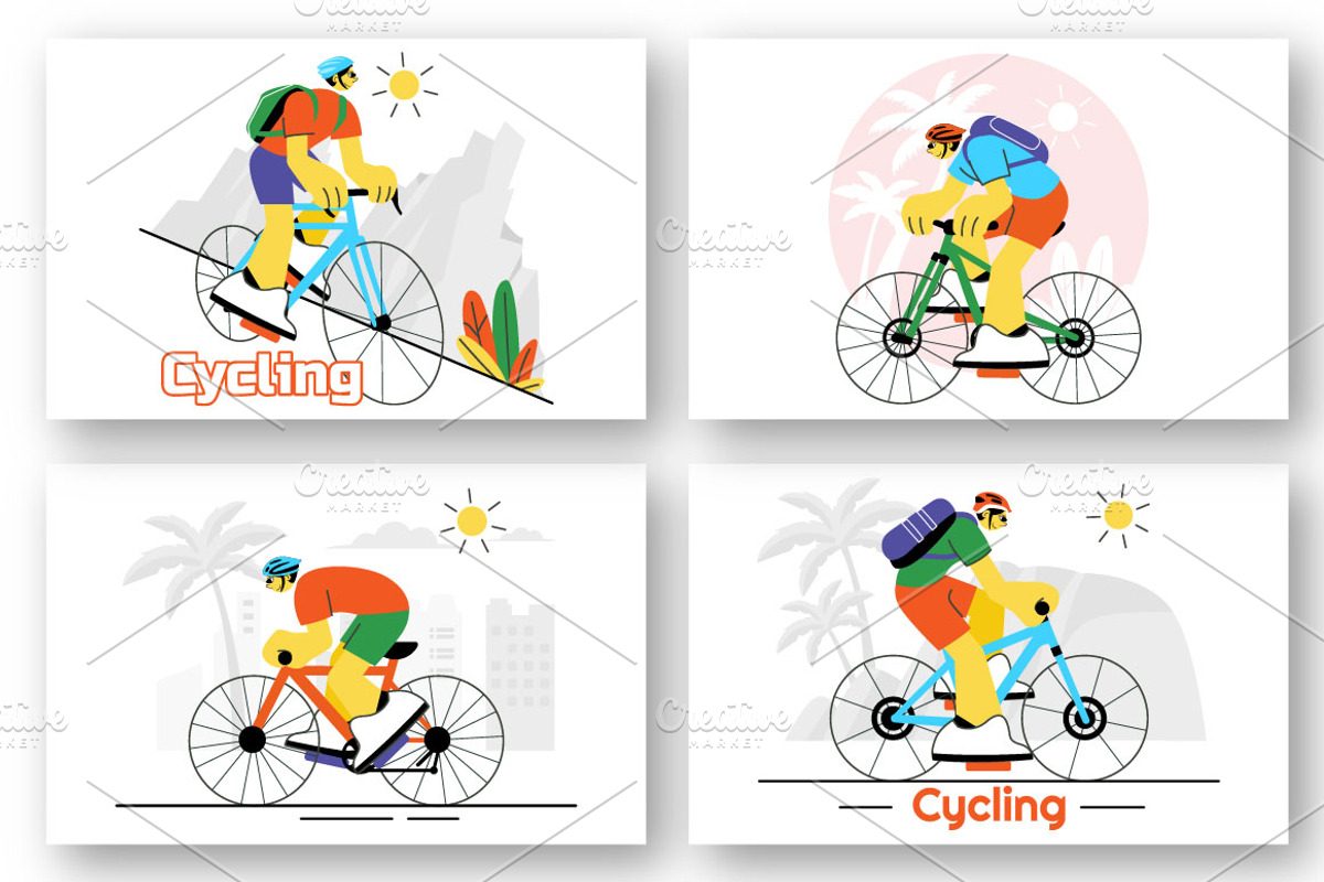 9 Outdoor Cycling Illustration, a Sport Illustration by denayunebgt (Photo 2 of 3)
