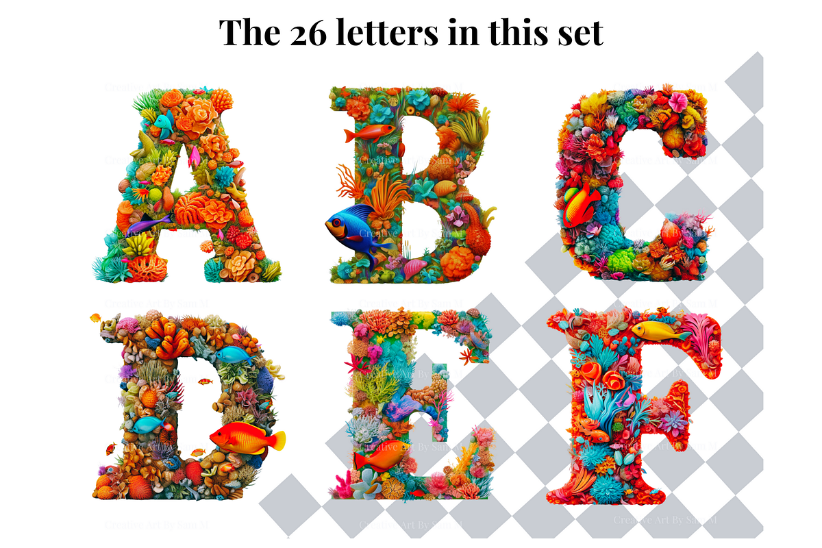Under The Sea Alphabet Letters, a Decorative Illustration by Creative Art By SamM (Photo 3 of 10)