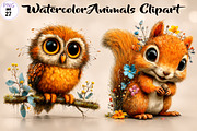 Watercolor Animals Clipart, a Seasonal Illustration by CreationArt (Thumbnail 1 of 7)