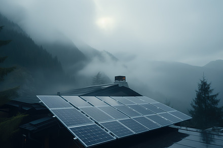 Solar panels installed on the roof of a house, in a remote area, a Technology Photo by Studio Light & Shade