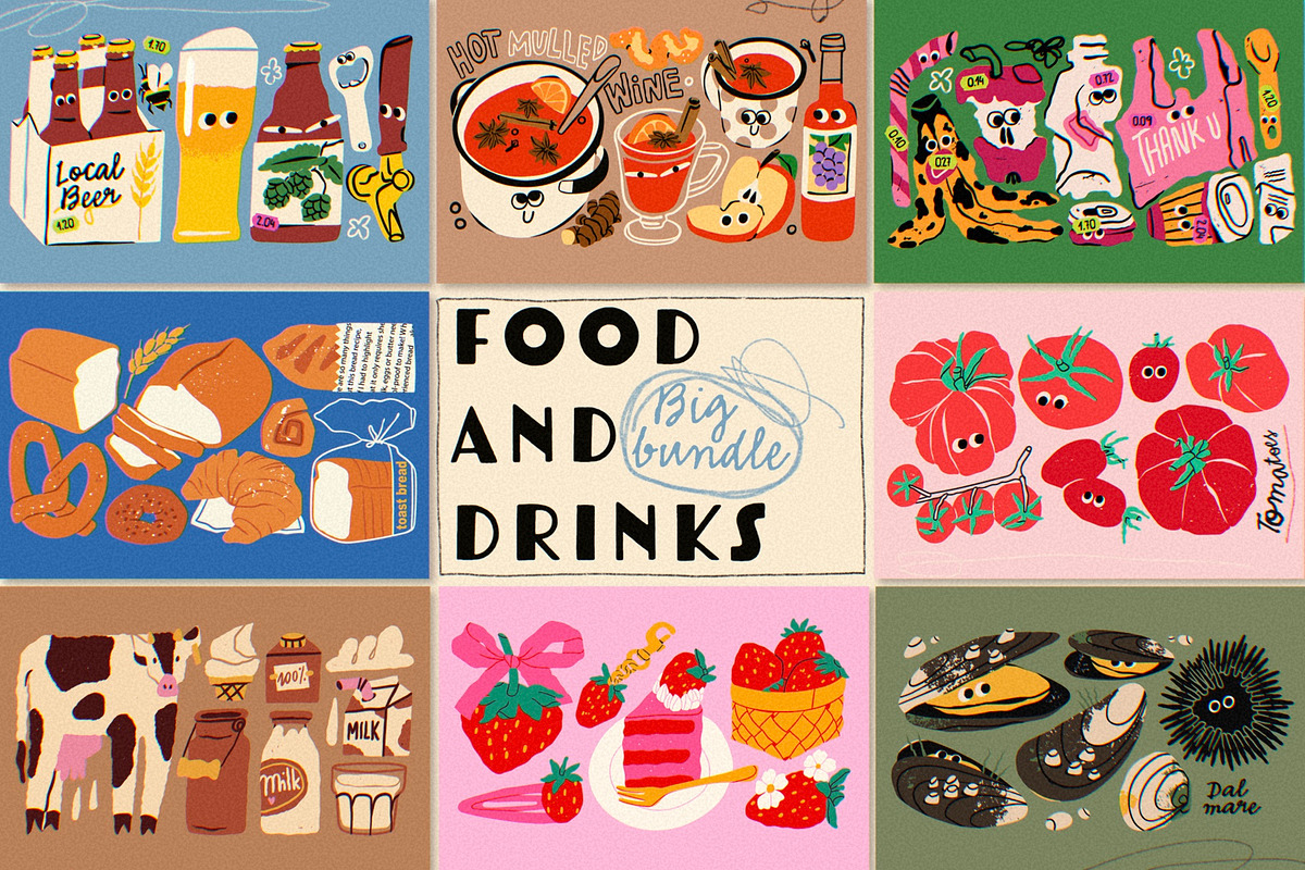 Food and Drinks (big bundle), a Food Illustration by Twisted Tail (Photo 1 of 27)