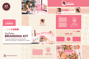 YouTube Branding Kit - Kawaii Pink, a Social Media Template by KloudCanvas