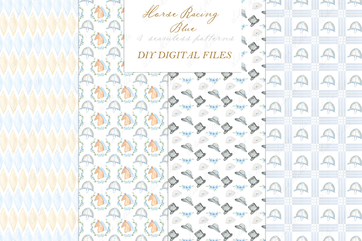 Horse Racing Blue Kentucky Derby, an Illustration by LABFcreations (Photo 5 of 6)