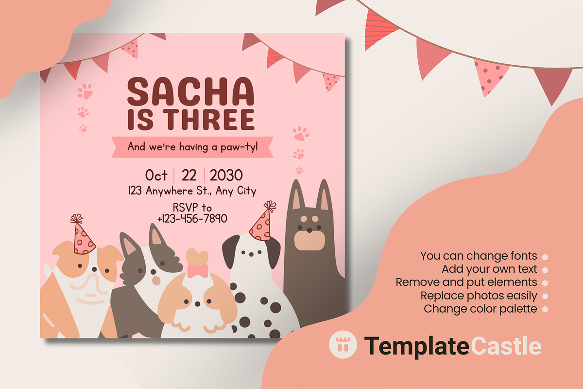 Birthday Invitation Canva Template, a Design Template by TemplateCastleStore (Photo 2 of 2)