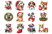 Christmas Dog Happy Clipart, a Graphic by CitraGraphics (Thumbnail 2 of 4)