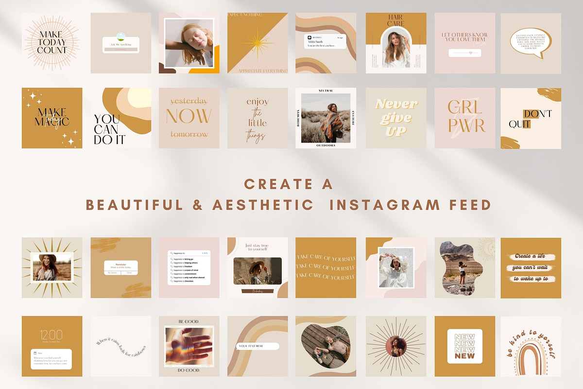 Boho Social Media Templates Canva, a Social Media Template by Boltik Studio (Photo 5 of 9)