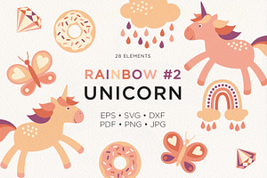 Rainbow Unicorn Magic Clipart 02