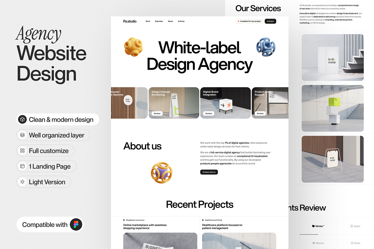 Rx.studio Agency Landing Page, a Design Template by sajon.co